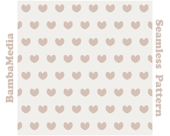 Retro Hearts Seamless Pattern , Beige Neutral Boho Scandi Digital Paper Pack for Fabric, Scrapbooking, Digital Background, Crafts