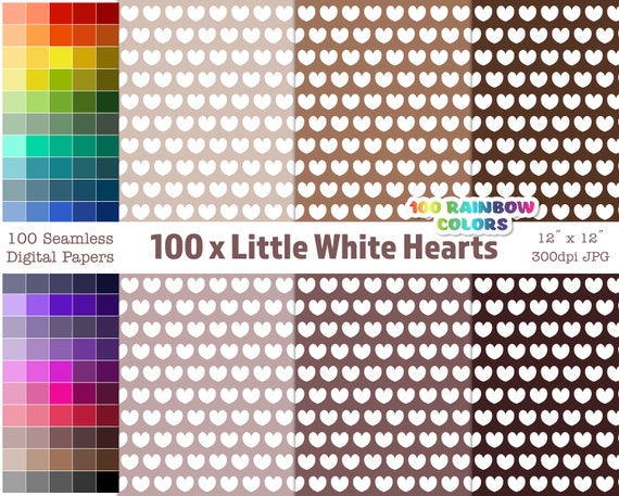 White Hearts Scandi Seamless Digital Paper, Boho Doodle Digital Paper Pack, for Scrapbooking, Digital Background, Crafts, Commercial Use