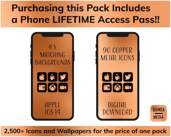 Personalize Phone iPhone Icons Pink Rose Gold Aesthetic iOS14 App Covers iOS 14 Icons LIFETIME Access Includes All Icons and Wallpapers