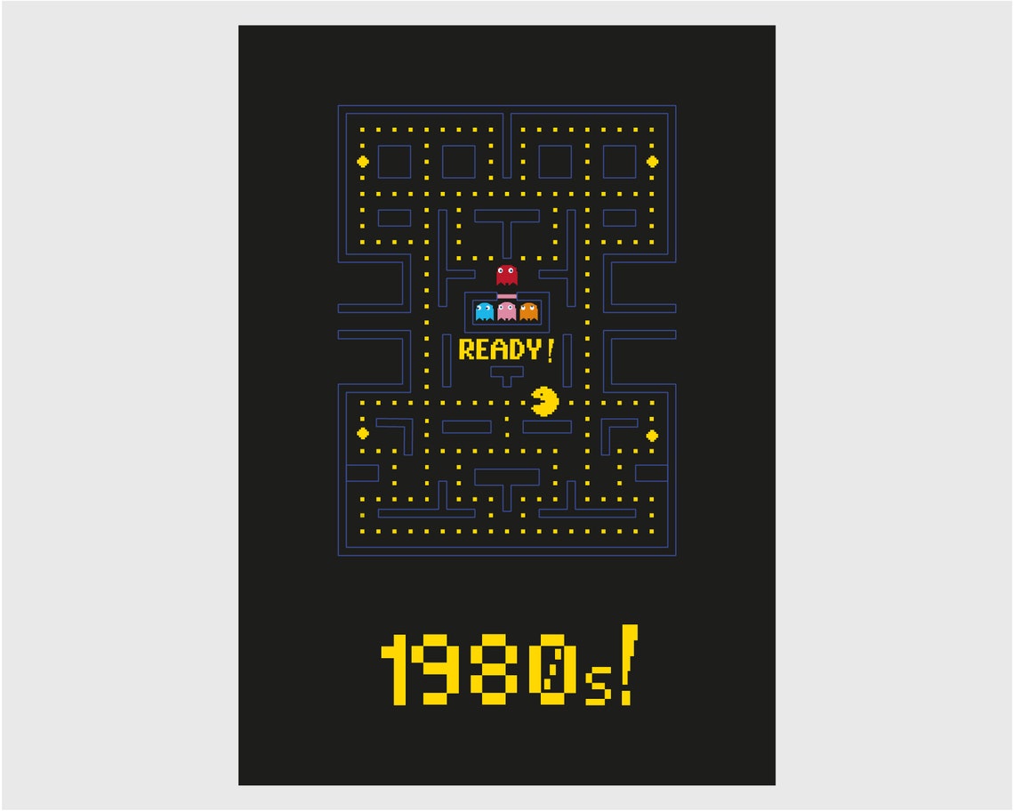 Pac Man Arcade Video Game PRINTABLE Wall Art Poster Eighties | Etsy