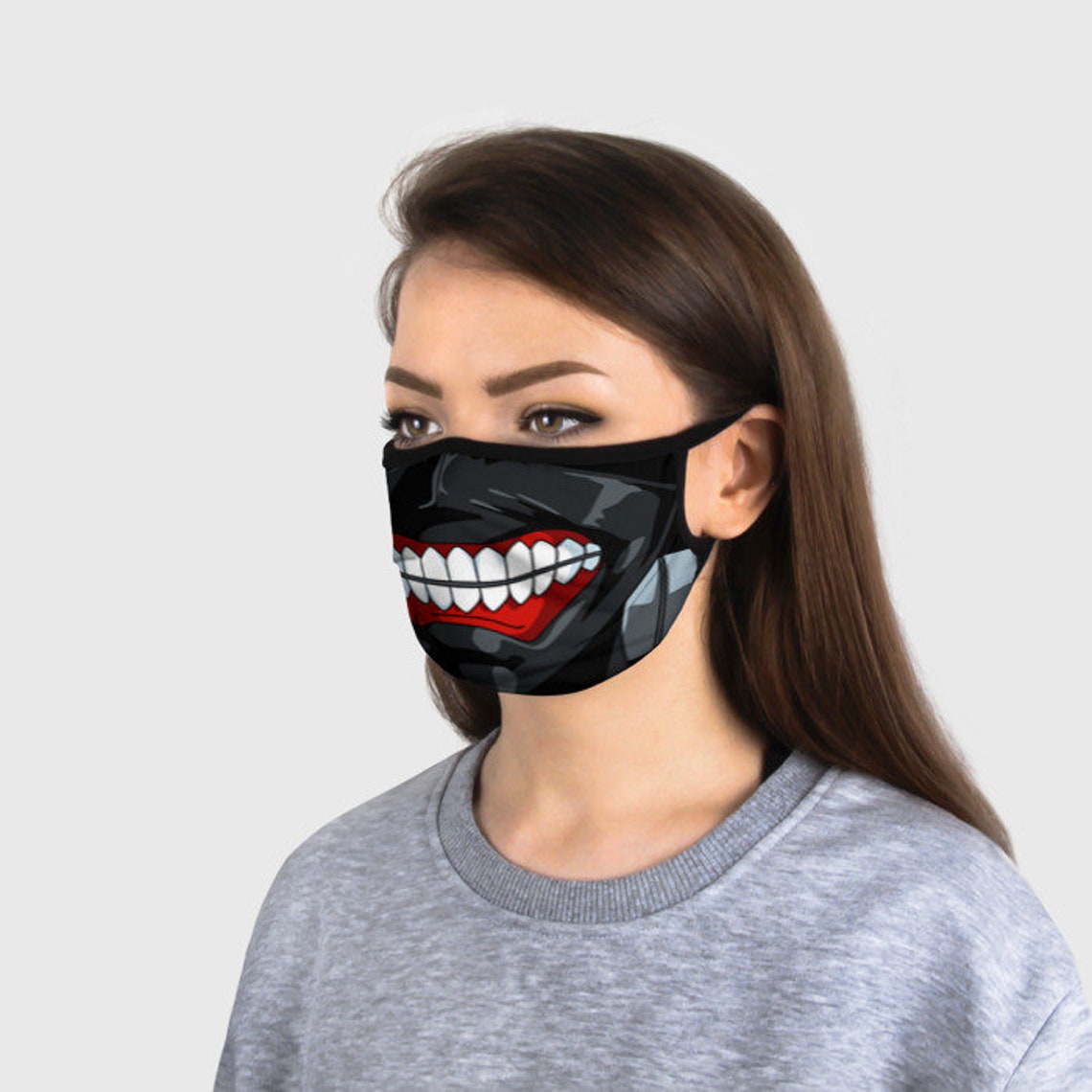 Ken Kaneki Anime Face Mask Reusable Washable 100 Cotton Etsy
