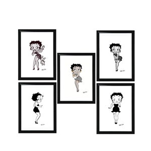 SUPER SPECIAL OFFER!!! Set of Five A4 Betty Boop Posters/Prints Bundle, Printable Wall Art, Instant Digital Download. Unique Gift.