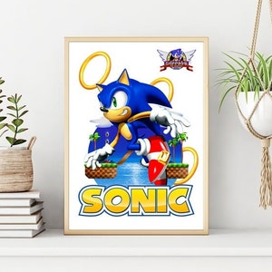 Video Game Art, Sonic Print, Retro Video game Wall Print, Sonic The Hedgehog Poster, Printable Wall Art, Instant Download. Unique Gift.
