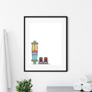 Skateboard Poster/Print, Downloadable Sports Print/Poster, Printable Wall Art, Instant Download, Digital Home Printable. Unique Gift.