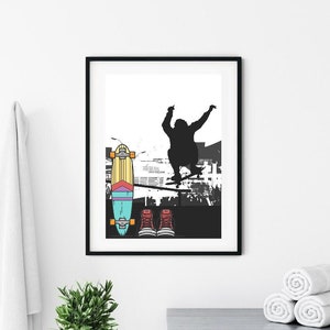 Skateboard Poster/Print, Downloadable Sports Print/Poster, Printable Wall Art, Instant Download, Digital Home Printable. Unique Gift.