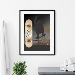 Skateboard Poster/Print, Downloadable Sports Print/Poster, Printable Wall Art, Instant Download, Digital Home Printable. Unique Gift.