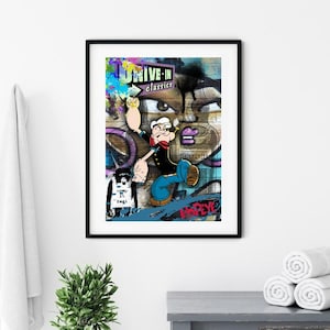 Popeye Graffiti Print/Poster, Classic Character Wall Art, Printable Instant Digital Download. Unique Gift.