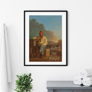 What&#39;s The Rush! Altered Art Portrait, Girly Wall Art, Trendy Gallery Wall Print, Pink Graffiti Poster, Vintage Painting, Maximalist Decor