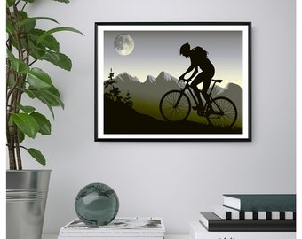Mountain Bike Print/Poster, Printable Wall Art, Instant Digital Download. Unique Gift.