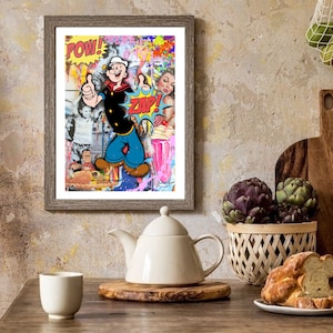 Popeye Print/Poster, Vintage Popeye Graffiti Wall Print, Printable Cartoon Character Wall Art, Digital Download Unique Gift.Last Minute Gift