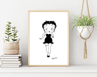 Vintage Betty Boop Art Print: Cartoon Character Poster (Digital Download)