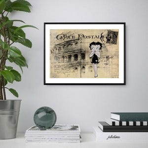 Betty Boop Rom Postkarte Print/Poster, klassischer Charakter Wandkunst, druckbare sofortiger digitaler Download, einzigartiges Last-Minute-Geschenk