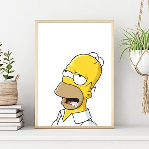 Poster/stampa di Homer Simpson, stampa da parete di fumetti/cartoni animati classici, arte da parete stampabile, download digitale istantaneo. Regalo unico. Regalo dell'ultimo minuto