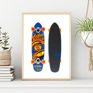 Skateboard Poster/Print, Downloadable Sports Print/Poster, Printable Wall Art, Instant Download, Digital Home Printable. Unique Gift.