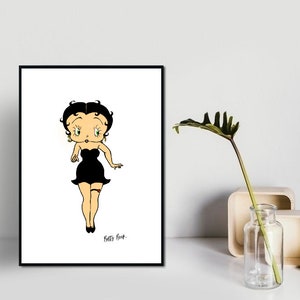 Betty Boop Poster, Betty Boop Print, Vintage Betty Boop Wall Print, Printable Cartoon Character Wall Art, Instant Digital Download Print.