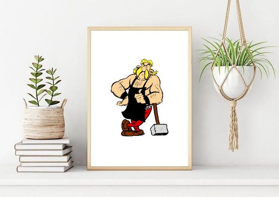Asterix Fulliautomatix Cartoon Print: Unique Wall Art (digital