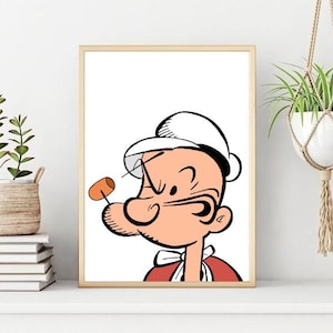 Pôster/Impressão do Popeye, Arte de Parede do Popeye, Impressão de Parede de Personagem de Desenho Animado, Download Digital Instantâneo do Popeye para Impressão. Presente Único. Presente de Última Hora