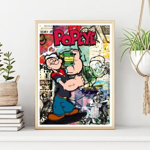 Popeye Graffiti Poster/Print, Classic Cartoon Character Wall Print, Printable Wall Art, Instant Digital Download. Unique Gift.