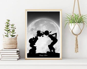 Popeye and Olive Oyl Silhouette Print: Cartoon Wall Art (Digital Download)