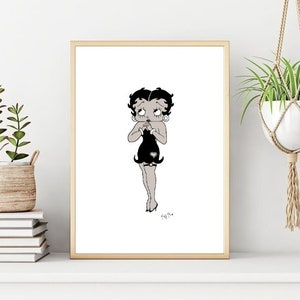 Betty Boop Poster/Print, Minimalist Betty Boop Wall Print, Printable Wall Art, Instant Digital Download Print. Unique Gift.Last Minute Gift