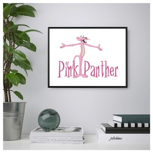 Pink Panther Posterdruck, klassischer Charakter Wanddruck, druckbare Wandkunst, sofortiger digitaler Download. Einzigartiges Geschenk.Last Minute Geschenk