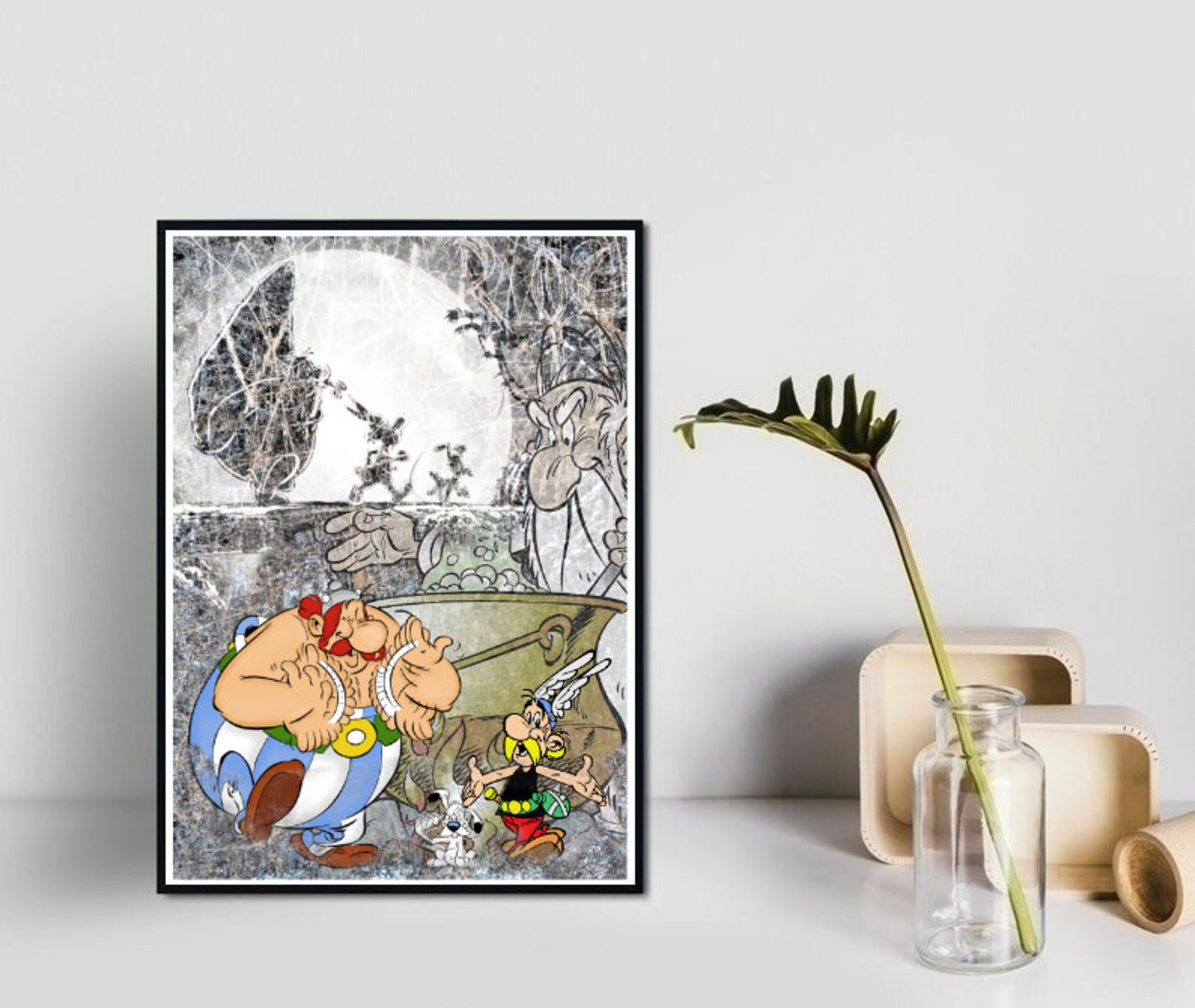 Asterix and Obelix Graffiti Poster: Cartoon Comic Print (digital ...