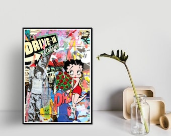 Betty Boop Graffiti Art Print: Vintage Cartoon Poster (Digital Download)
