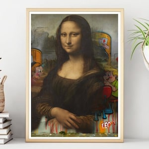 Mona Lisa Graffiti Poster/Print, Modern Classic Downloadable Art Print, Printable Wall Art, Instant Download,  Unique Last Minute Gift.