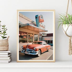 Retro American Diner Print/Poster, Drive Thru Wall Print, Printable Kitchen Wall Art, Instant Digital Download. Unique Last Minute Gift.
