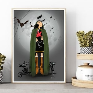 Gothic Olive Oyl Druck/Poster, klassische Popeye Zeichentrickfigur druckbare Wandkunst, sofortiger digitaler Download. Einzigartiges Geschenk.Last Minute Geschenk