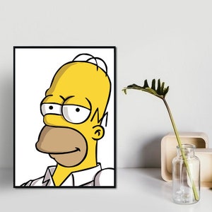 Poster/stampa di Homer Simpson, stampa da parete di fumetti/cartoni animati classici, arte da parete stampabile, download digitale istantaneo. Regalo unico. Regalo dell'ultimo minuto