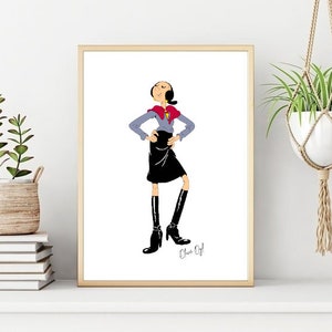 Impresión o póster de Olive Oyl, personaje de dibujos animados clásico de Popeye, arte de pared imprimible, descarga digital instantánea. Regalo único. Regalo de último momento