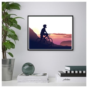 Cycle Poster/Print, Mountain Bike Wall Print, Printable Mountain Bike Adventure, Instant Digital Download, Printable Cycling Wall Art.