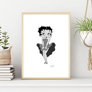 Betty Boop Poster/Print, Minimalist Betty Boop Wall Print, Printable Wall Art, Instant Digital Download Print. Unique Gift.Last Minute Gift