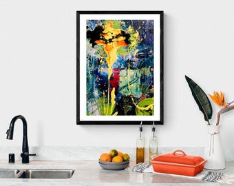Abstract Art Print, Colourful Vibrant Modern Wall Decor.