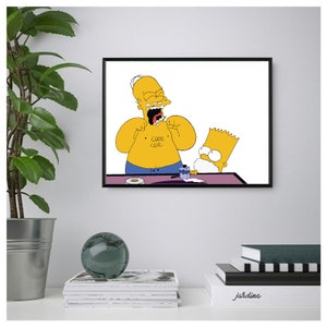 The Simpsons-poster/print, Bart & Homer Shaving Classic Comic/Cartoon-muurprint, afdrukbare muurkunst, instant digitale download. Uniek cadeau.