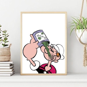Pôster/Impressão do Popeye, Arte de Parede do Popeye, Impressão de Parede de Personagem de Desenho Animado, Download Digital Instantâneo do Popeye para Impressão. Presente Único. Presente de Última Hora