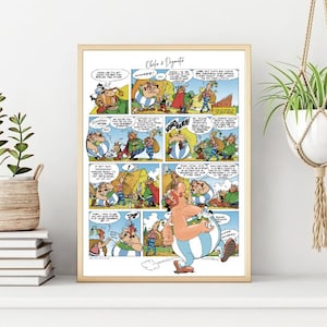Plakat/wydruk Obelix & Dogmatix, klasyczny komiks/wydruk ścienny, drukowana sztuka ścienna, natychmiastowe pobieranie cyfrowe. Niepowtarzalny prezent. Prezent na ostatnią chwilę