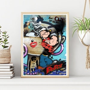 Popeye Graffiti Poster/Print, Classic Cartoon Character Wall Print, Printable Wall Art, Instant Digital Download. Unique Gift.