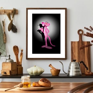 Pink Panther Posterdruck, klassischer Charakter Wanddruck, druckbare Wandkunst, sofortiger digitaler Download. Einzigartiges Geschenk.Last Minute Geschenk