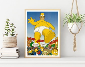 Homer Simpson Comic Poster, Funny Cartoon Print (Digital Download)