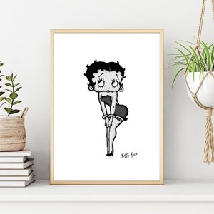 Poster di Betty Boop, stampa, stampa murale di Betty Boop, arte murale stampabile, stampa digitale istantanea. Regalo unico. Regalo dell'ultimo minuto