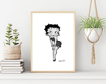 Betty Boop Poster: Retro Cartoon Print (Digital Download) Unique Last Minute Gift. Digital Art