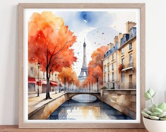 Impressão de Paris, França: pôster de viagem vintage, decoração para casa (download digital)