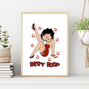 Betty Boop Poster, Betty Boop Print, Vintage Betty Boop Wall Print, Instant Printable Wall Art, Digital Download. Unique Gift.
