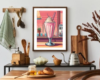 Impresión de batido retro: Arte mural de cocina de los años 50 (descarga digital)
