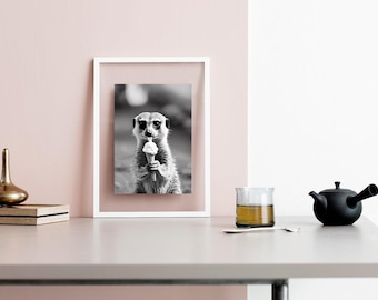 Meerkat Ice Cream Poster: Funny Animal Wall Art (Digital Download)