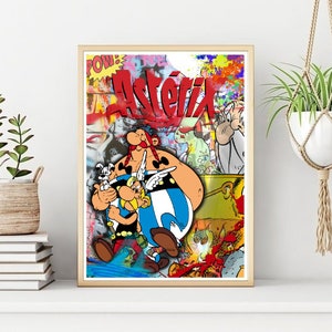 Astérix et Obélix, personnage de bande dessinée, affiche/impression graffitis, art mural imprimable, téléchargement numérique instantané. Cadeau unique Cadeau de dernière minute
