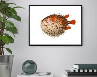 Aquatic Puffer Fish Print: Tropical Fish Wall Art (Digital Download)