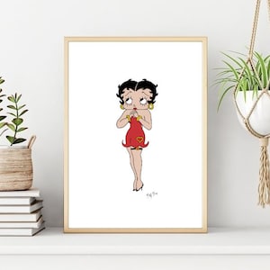 Betty Boop Poster/Print, Minimalist Betty Boop Wall Print, Printable Wall Art, Instant Digital Download Print. Unique Gift.Last Minute Gift